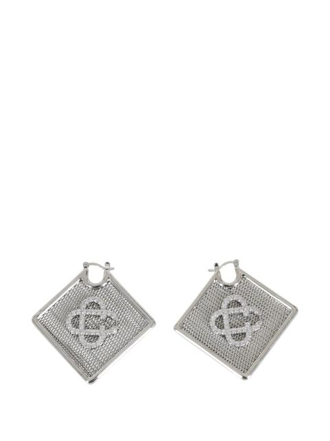 Casablanca mesh-texture crystal-logo earrings - Silver - zdjęcie produktu nr 2