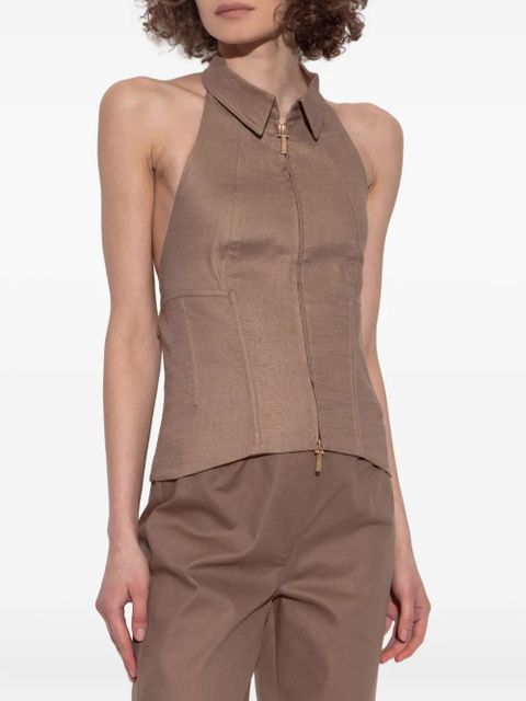 Cult Gaia zip-up halterneck vest - Neutrals - zdjęcie produktu nr 2