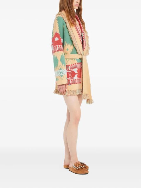 Alanui Icon jacquard fringed cardigan - Neutrals