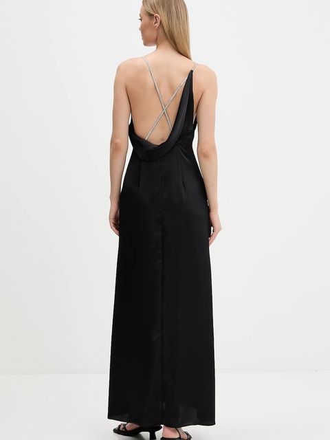 HUGO sukienka kolor czarny maxi rozkloszowana 50546784