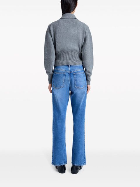 Proenza Schouler Jeanne split-neck ribbed-knit jumper - Grey