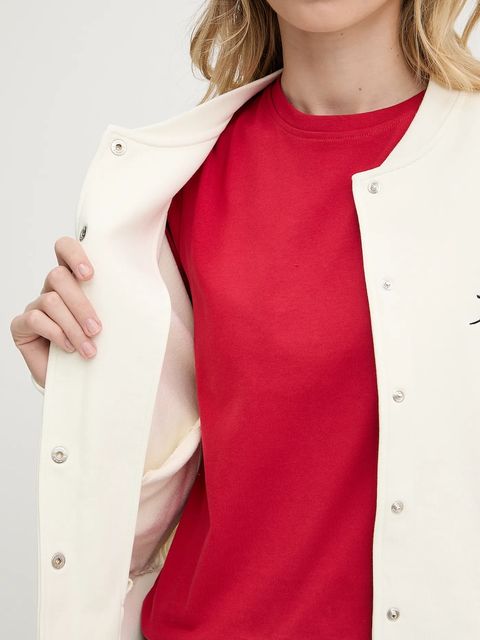 Karl Lagerfeld bluza bawełniana damska kolor beżowy z aplikacją A3W20009