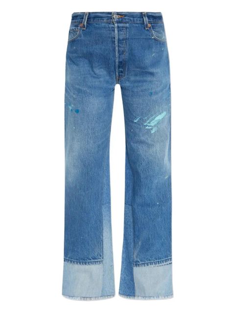 RE/DONE paint-splatter panelled jeans - Blue - zdjęcie produktu nr 1