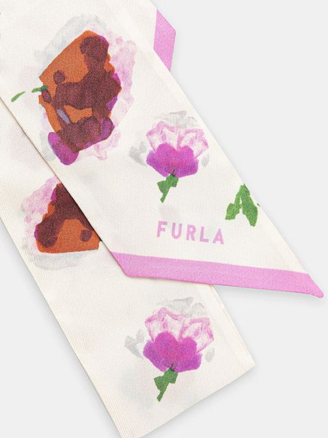 Furla apaszka jedwabna damski kolor beżowy wzorzysta WT00022.BX3856.J9600