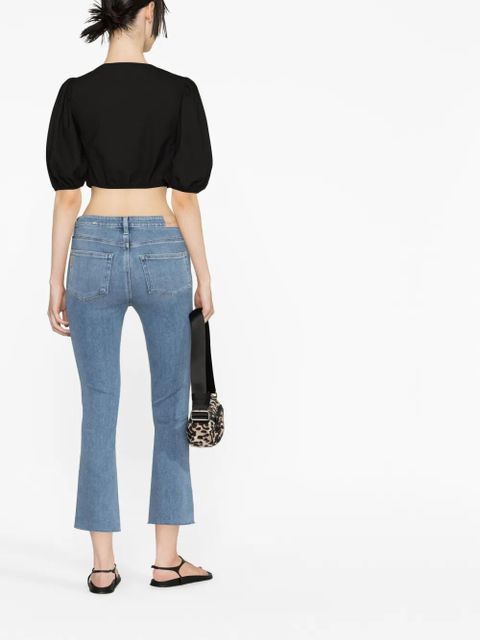 GANNI cropped puff-sleeve blouse - Black - zdjęcie produktu nr 2