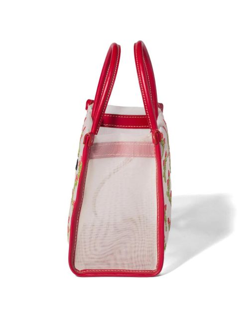 Miu Miu embroidered mesh top-handle bag - White