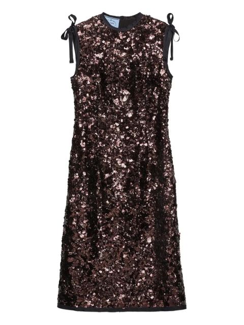 Prada sequin sleeveless midi dress - Brown - zdjęcie produktu nr 1