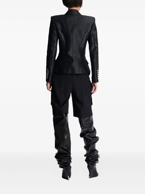 Balmain crocodile-jacquard six-buttons blazer - Black