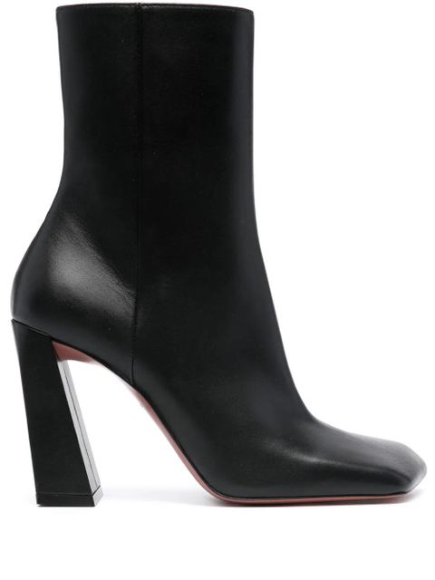 Amina Muaddi Marine 100mm leather ankle boots - Black - zdjęcie produktu nr 1