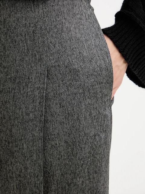 BOSS spodnie z domieszką wełny damskie kolor szary proste high waist 50548212