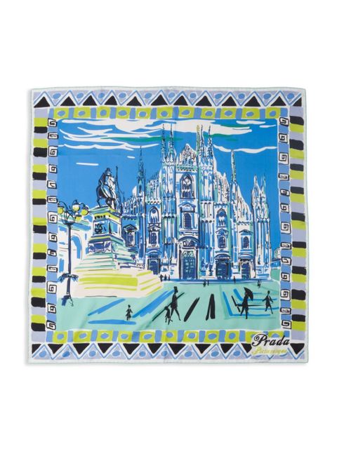 Prada Pittoresque 90 Milan-print foulard - Blue - zdjęcie produktu nr 2