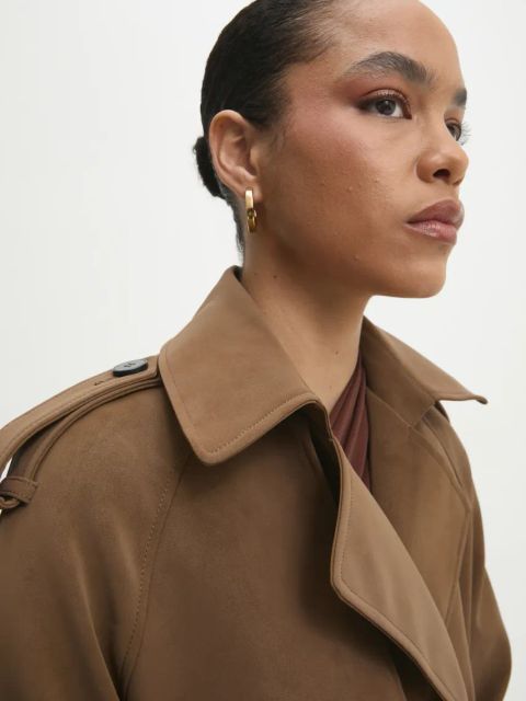 Answear.LAB płaszcz damski kolor brązowy przejściowy dwurzędowy