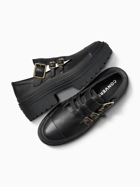 Converse półbuty skórzane Chuck Taylor All Star Lugged Heel MJ damskie kolor czarny na platformie A10616C