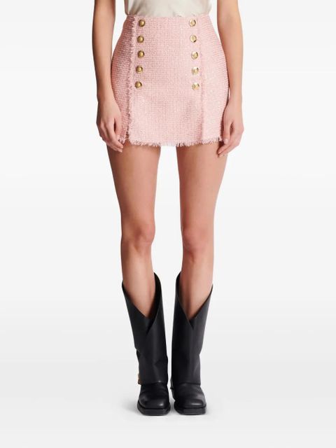 Balmain sequinned tweed skirt - Pink