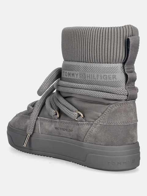 Tommy Hilfiger śniegowce LOGOTAPE SNOWBOOT WARM kolor szary FW0FW08998