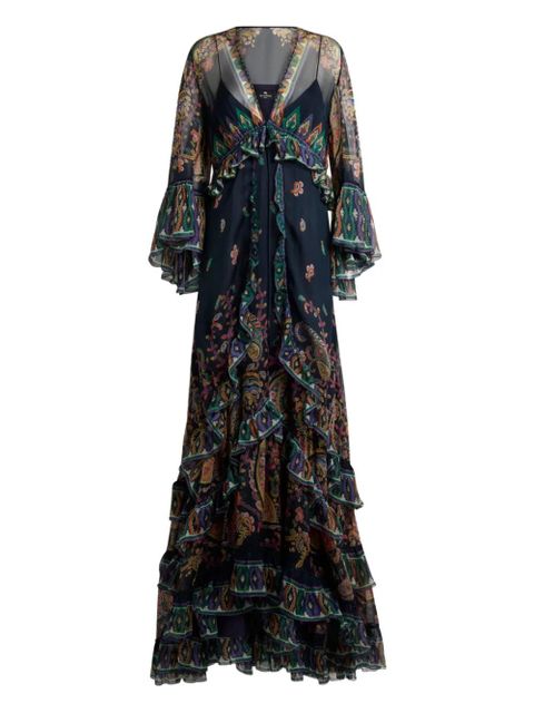ETRO paisley-print ruffled dress - Blue - zdjęcie produktu nr 1