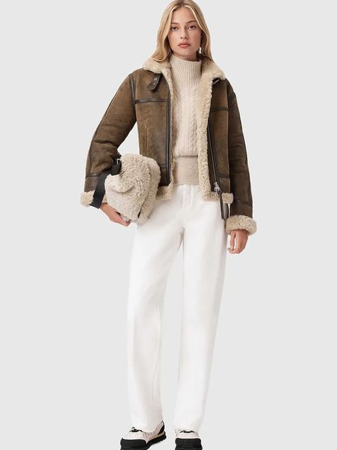 AllSaints sweter z dodatkiem alpaki damski kolor brązowy z półgolfem W090KD