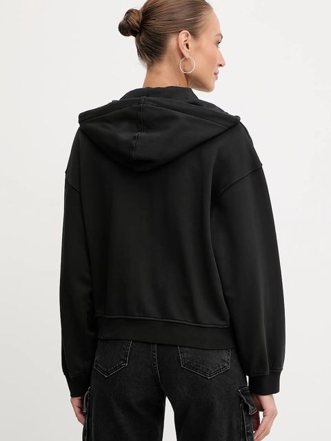 Pinko bluza bawełniana damska kolor czarny z kapturem gładka 105509 A2RB