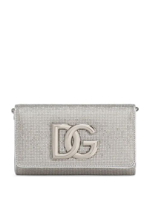 Dolce & Gabbana logo-plaque crystal-embellished crossbody bag - Grey - zdjęcie produktu nr 1