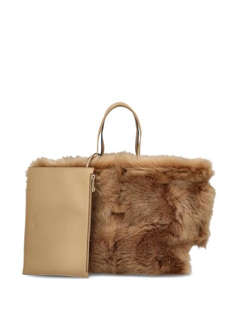 Tod's shearling small tote bag - Brown - zdjęcie produktu nr 1