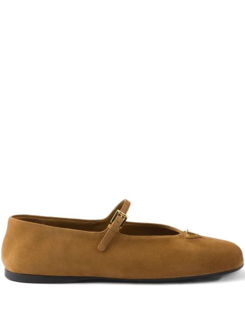 Prada buckle strap suede ballerinas - Brown - zdjęcie produktu nr 1