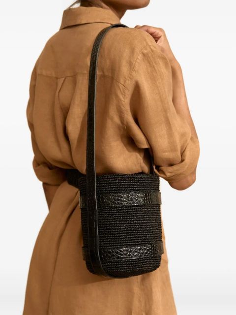 Manebi x Alex Rivière Studio raffia leather shoulder bag - Black