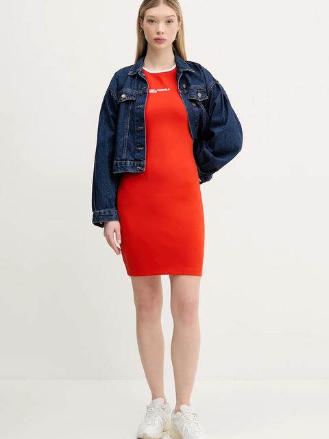 Karl Lagerfeld Jeans sukienka kolor pomarańczowy mini dopasowana A2W13051