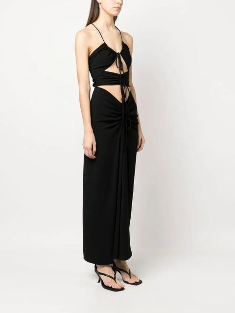 Christopher Esber cut-out ruched midi dress - Black