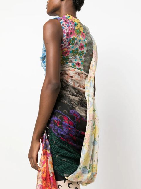 Marine Serre Regenerated Scarves silk minidress - Blue