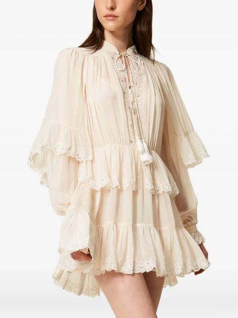 TWINSET embroidered georgette dress - Neutrals - zdjęcie produktu nr 2