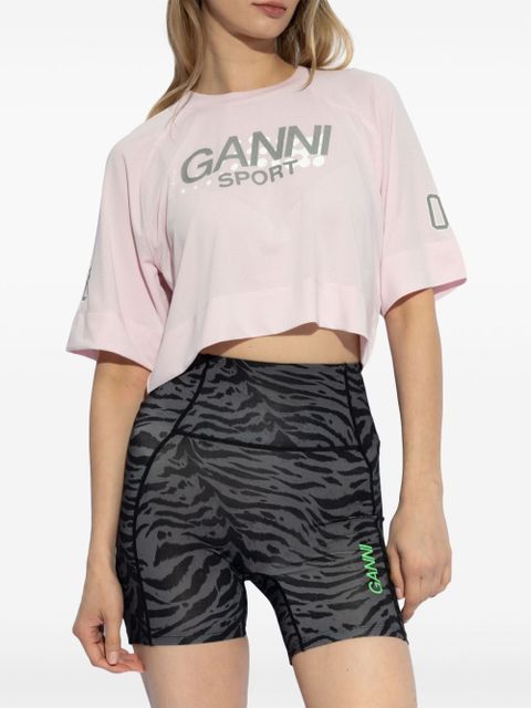 GANNI performance crop top with logo - Pink