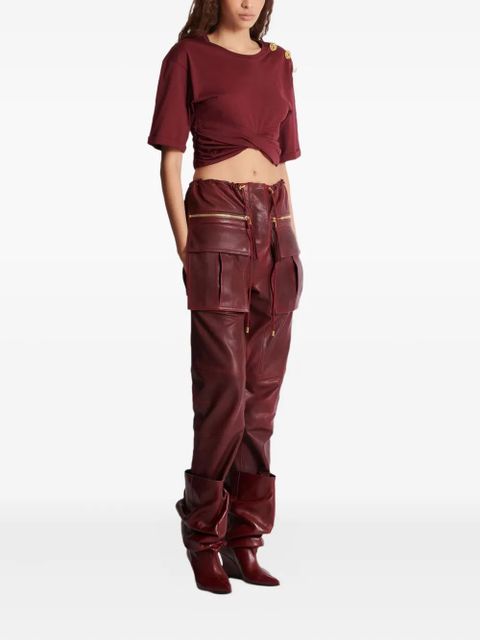 Balmain twisted button-embellished top - Red