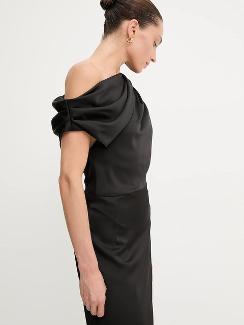 Answear.LAB sukienka kolor czarny maxi rozkloszowana