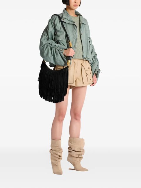 Balmain Ebene hobo fringed suede shoulder bag - Black - zdjęcie produktu nr 2