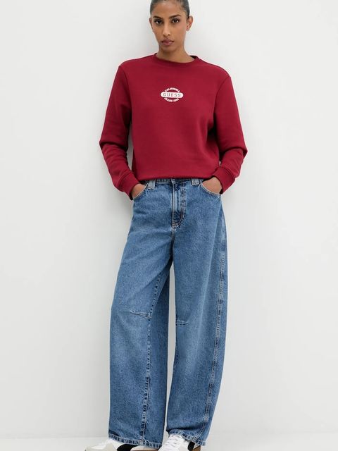 Guess Jeans bluza damska kolor bordowy wzorzysta W5BQ07 KC811