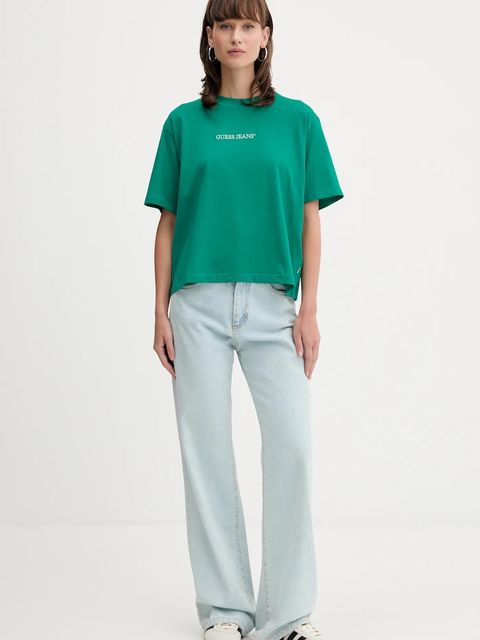 Guess Jeans t-shirt bawełniany damski kolor turkusowy W5RI42 K8HM0 - zdjęcie produktu nr 2
