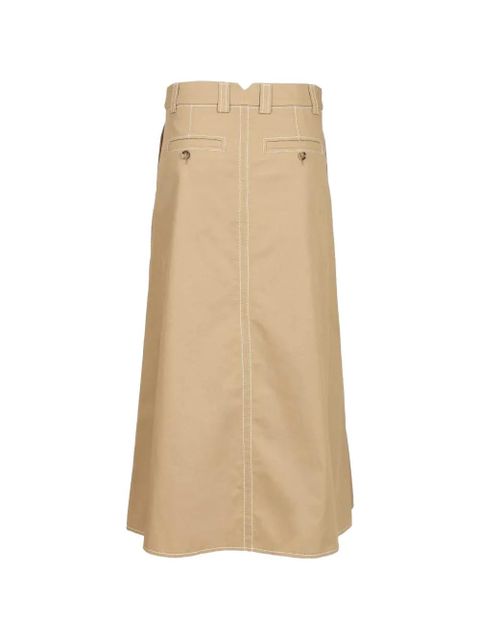 AMI Paris A-line topstitching midi skirt - Neutrals