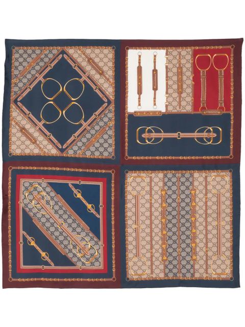 Gucci Gucci heritage-print silk scarf - Red - zdjęcie produktu nr 1