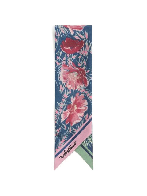 Valentino Garavani Apres l'Hiver poppies bandeau scarf in silk - Blue - zdjęcie produktu nr 2