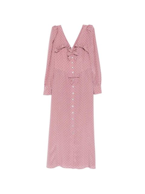 Alessandra Rich ruffled-detail polka-dot mdi dress - Pink - zdjęcie produktu nr 1