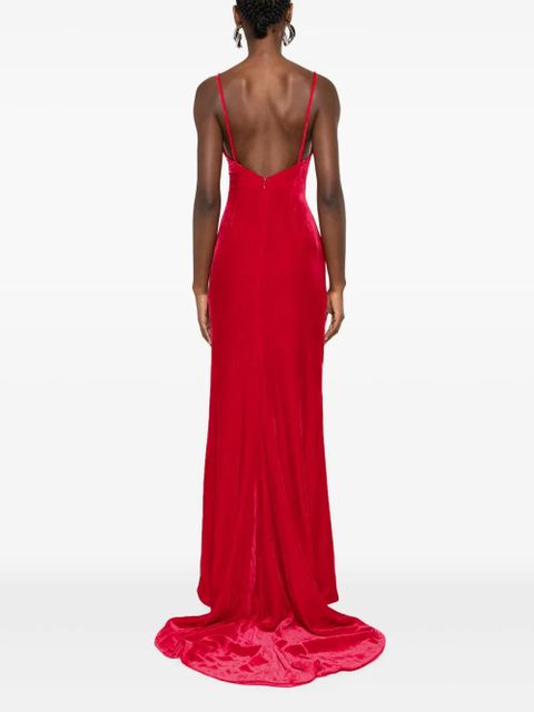 Alessandra Rich bow velvet gown - Red