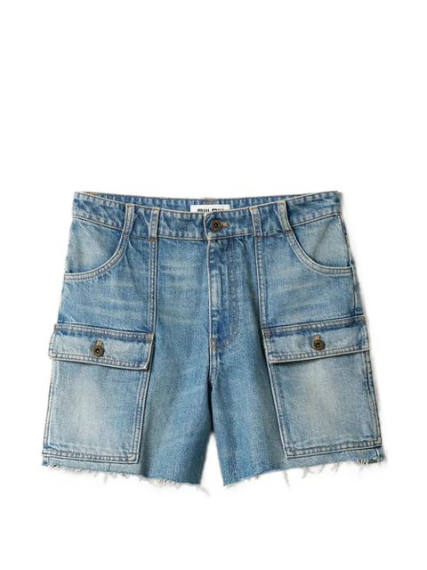 Miu Miu washed patch-pocket denim shorts - Blue - zdjęcie produktu nr 1
