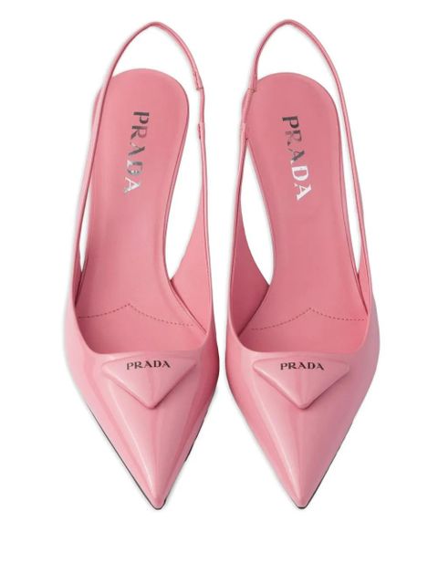Prada 55mm triangle-logo slingback pumps - Pink