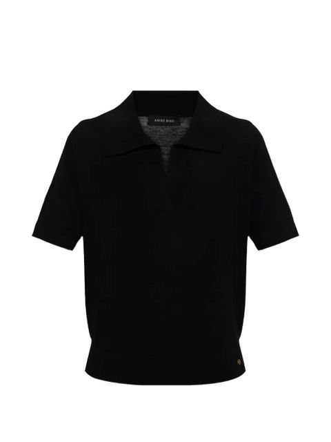 ANINE BING fine-knit polo shirt - Black - zdjęcie produktu nr 1
