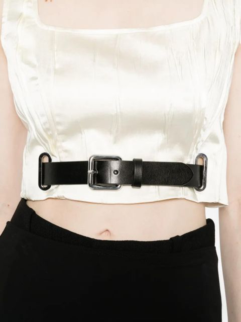 Sportmax belt square-neck top - White