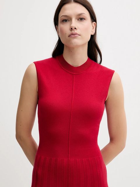 Tommy Hilfiger sukienka z domieszką jedwabiu kolor czerwony maxi rozkloszowana WW0WW45653