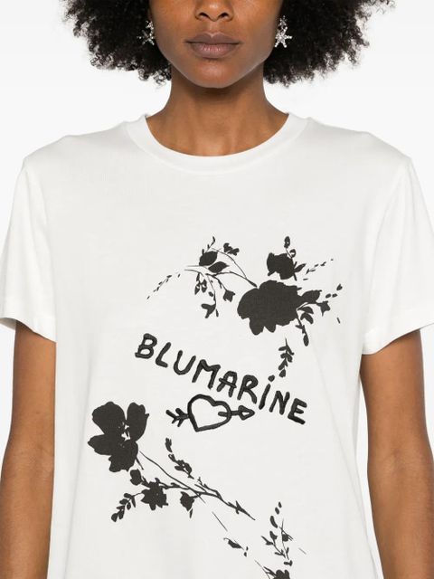 Blumarine logo-embroidered cotton T-shirt - White