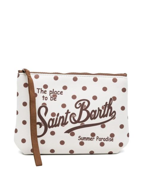 MC2 Saint Barth Aline polka dot logo-print clutch bag - Neutrals - zdjęcie produktu nr 1