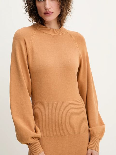 Silvian Heach sukienka AMARAT kolor brązowy maxi prosta GPA25257VE