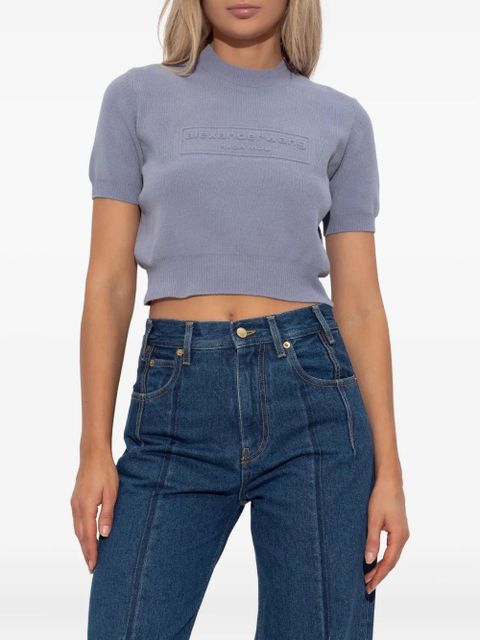 Alexander Wang embossed-logo short-sleeve top - Purple